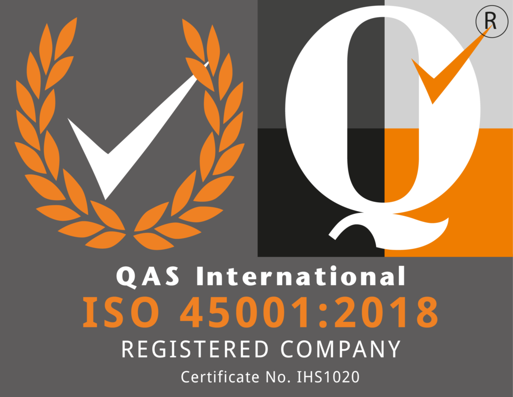 QAS International ISO 45001:2018 certification badge - Phoenix STS fire and safety training