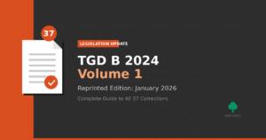 TGD B 2024 Volume 1 Reprinted Edition featuring 37 corrections - Irish fire safety building regulations legislation update document